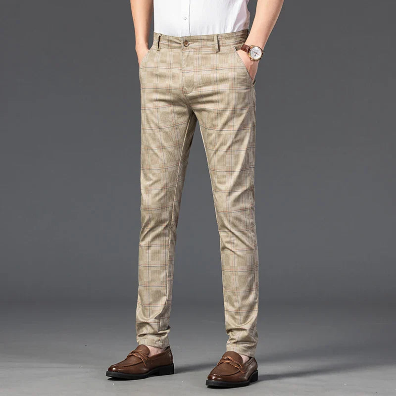 Plaid Stretch Dress Pants