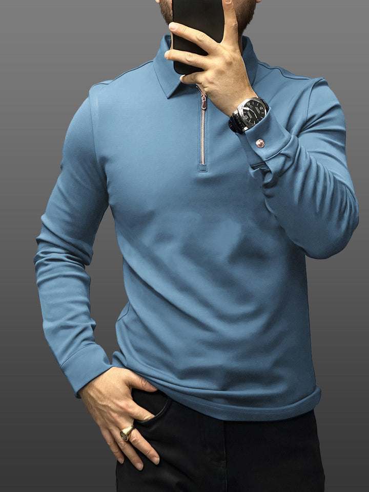Modal Blend Long Sleeve Half Zip Polo