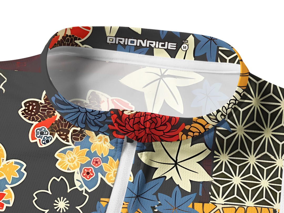 Orionride Unique Gear Flower Long Sleeve Half Zipper Mountain Bike Jersey