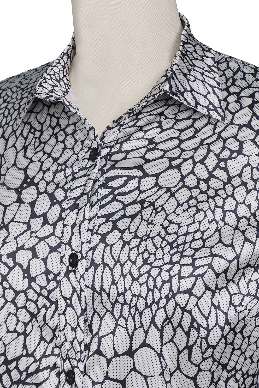 Modern Satin Printed Blouse with Classic Snake Pattern Elegance