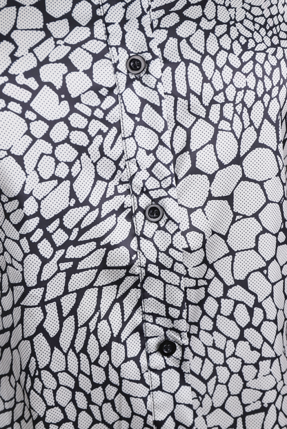 Modern Satin Printed Blouse with Classic Snake Pattern Elegance