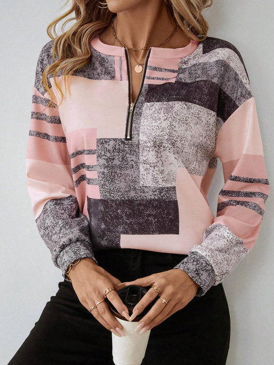 Geometric Zip Top