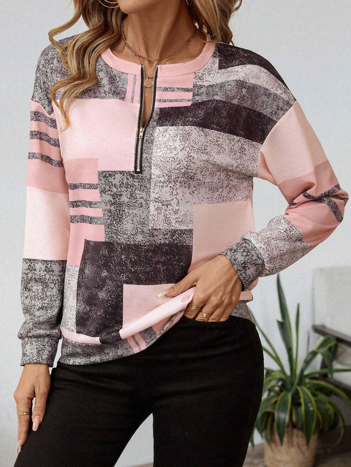 Geometric Zip Top