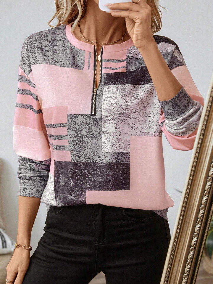 Geometric Zip Top