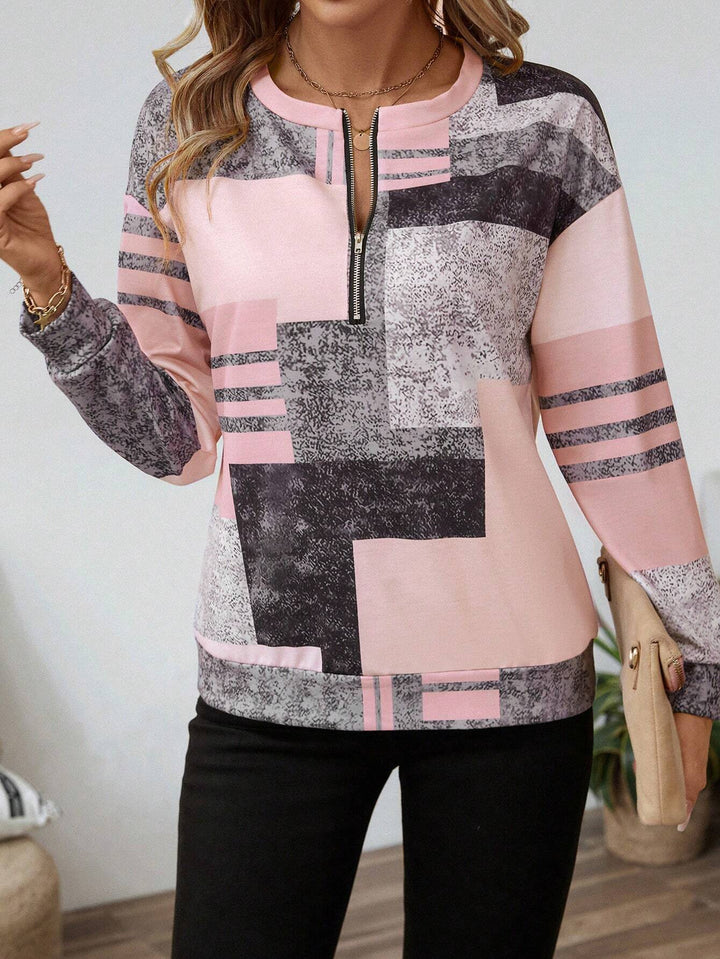 Geometric Zip Top