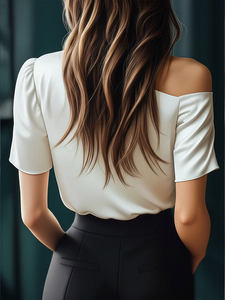 Sophisticated One-Shoulder Satin Blouse