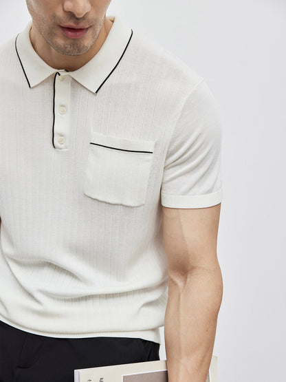 GentleKnit Contrast Color Short Sleeve Knitted Polo