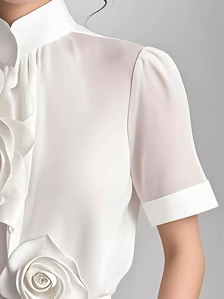 Elegant Blossom Embellished Floral Blouse