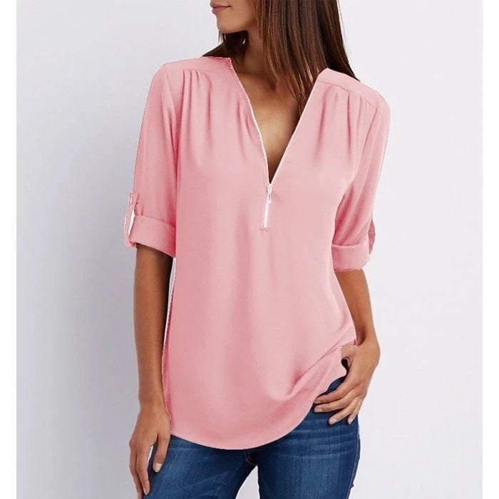 Chic Zipper Blouse
