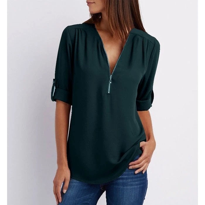 Chic Zipper Blouse