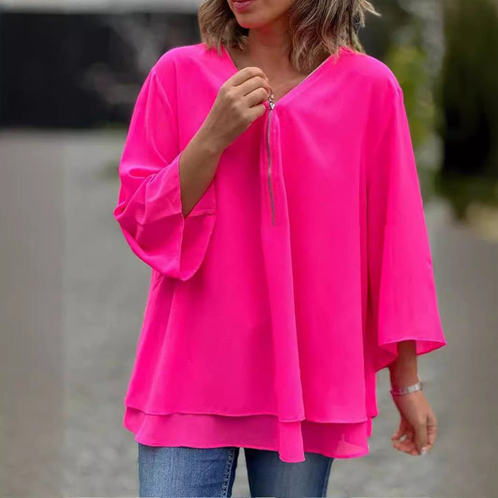 Chiffon Zipper Blouse