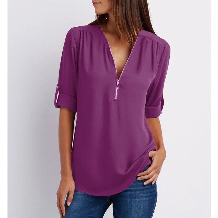 Chic Zipper Blouse