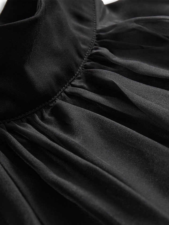 Elegant Black Chiffon High Neck Blouse