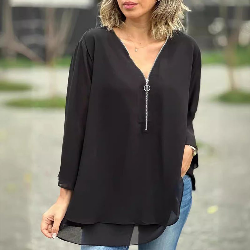 Chiffon Zipper Blouse