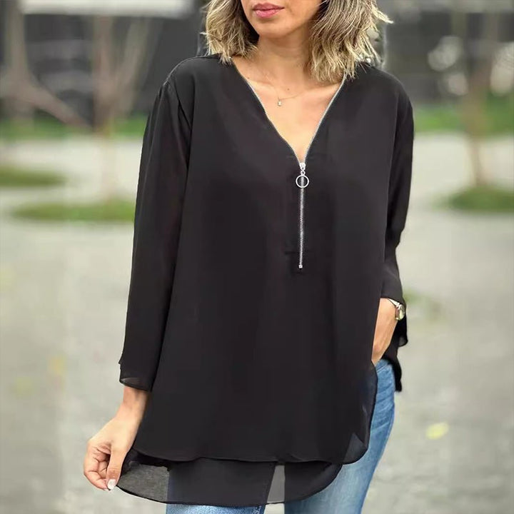 Chiffon Zipper Blouse