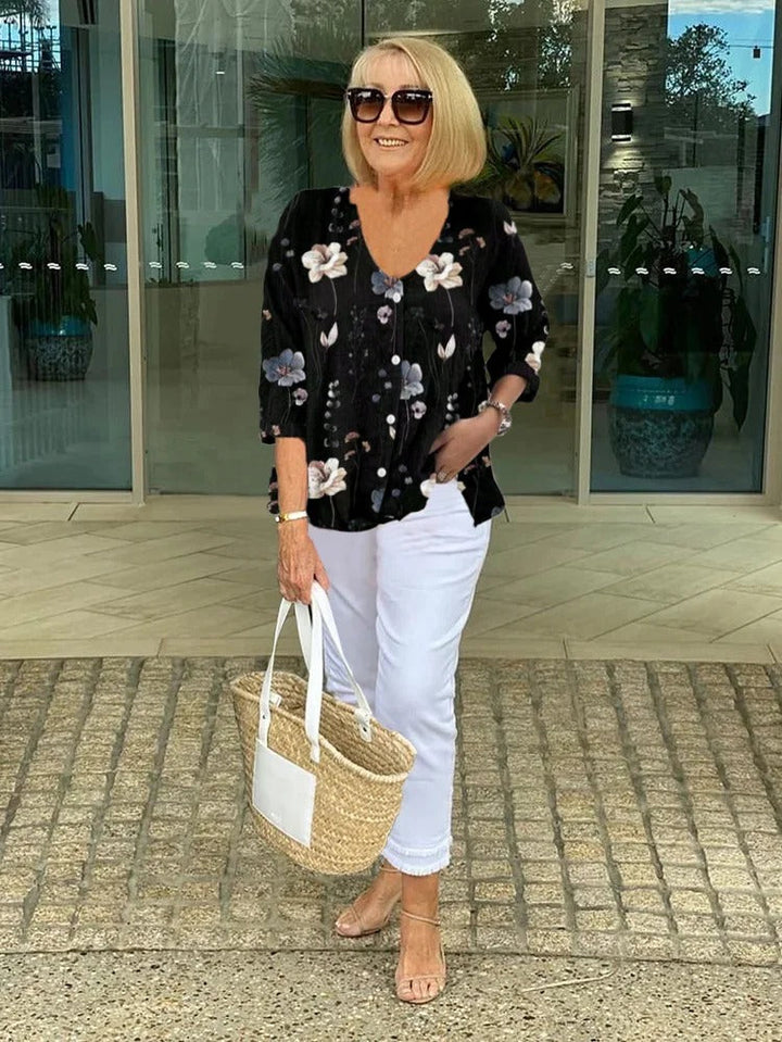 Printed Button-Up Tunic Top