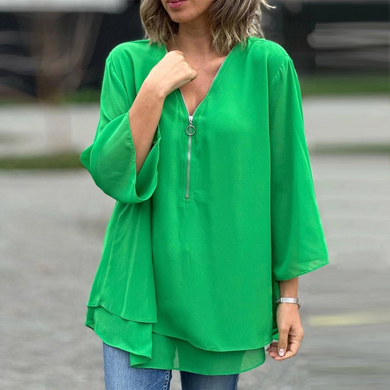 Chiffon Zipper Blouse
