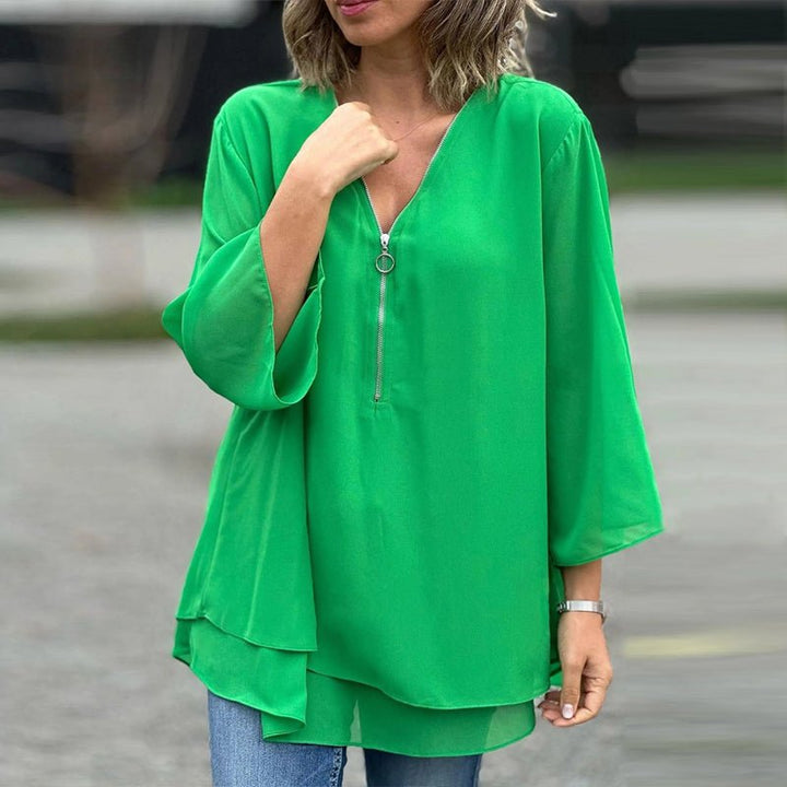 Chiffon Zipper Blouse