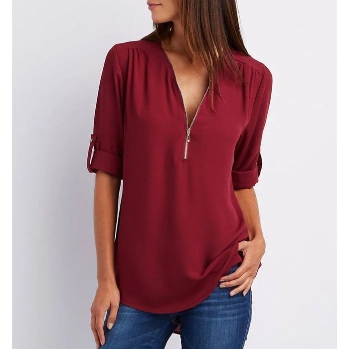 Chic Zipper Blouse