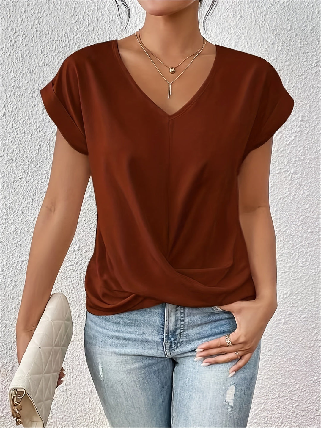 Sweetheart Neckline Casual T-Shirt