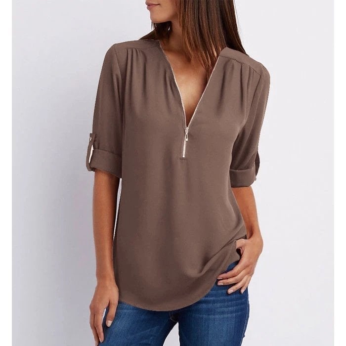 Chic Zipper Blouse