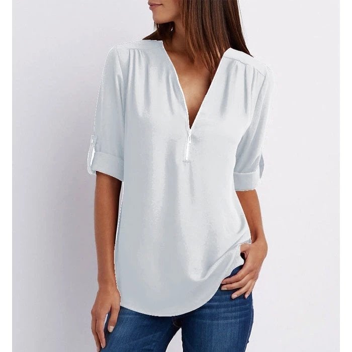 Chic Zipper Blouse