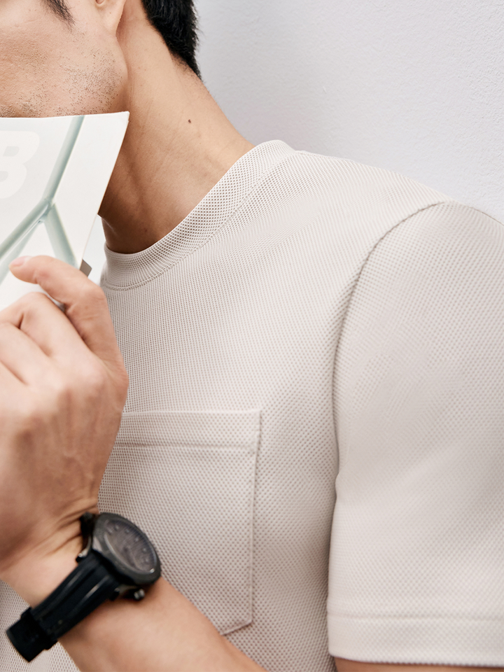 BreezeLuxe Breathable Piqué Crew Neck Short Sleeve Tee