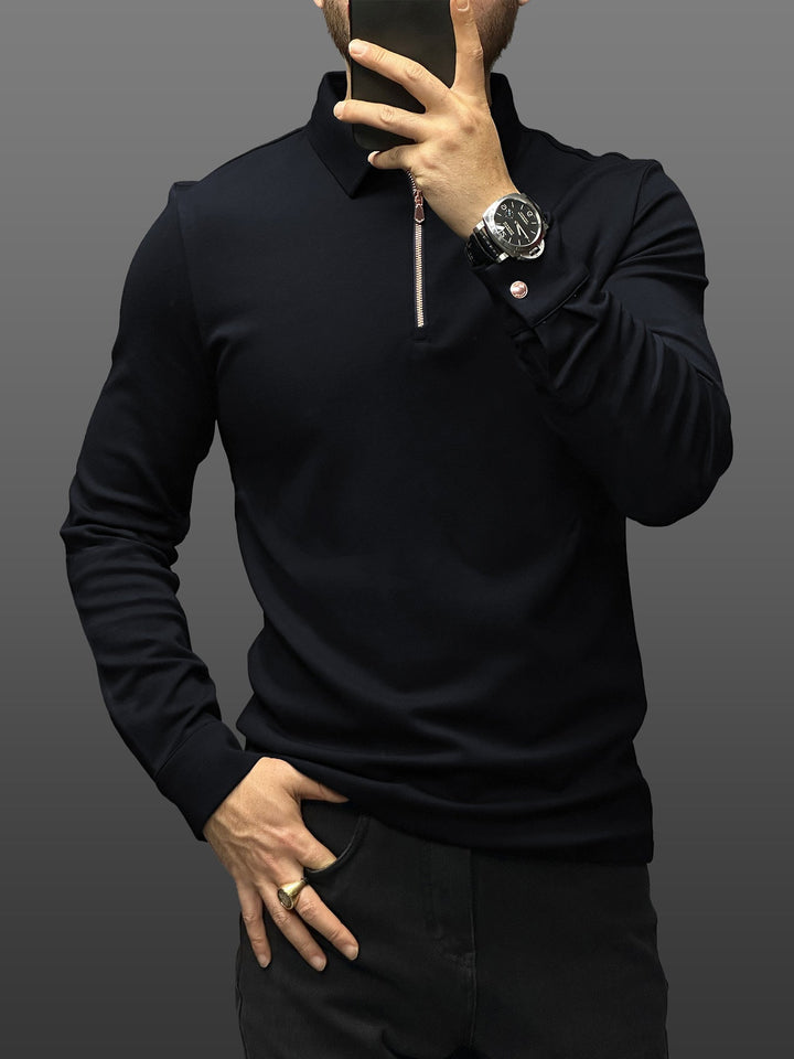 Modal Blend Long Sleeve Half Zip Polo