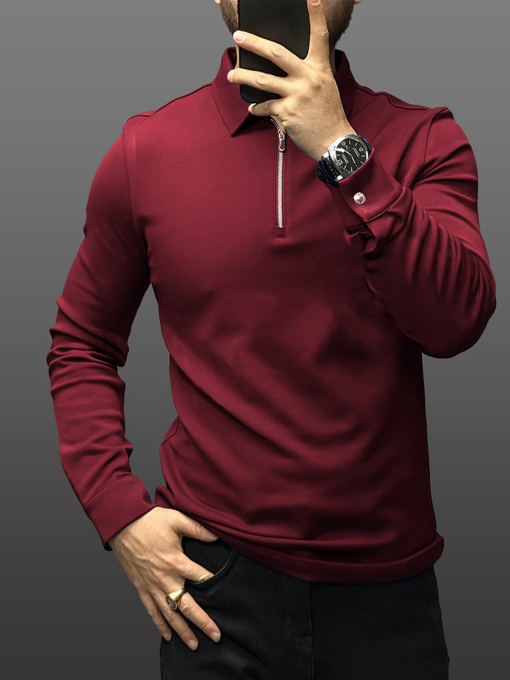 Modal Blend Long Sleeve Half Zip Polo