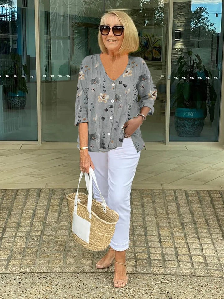 Printed Button-Up Tunic Top