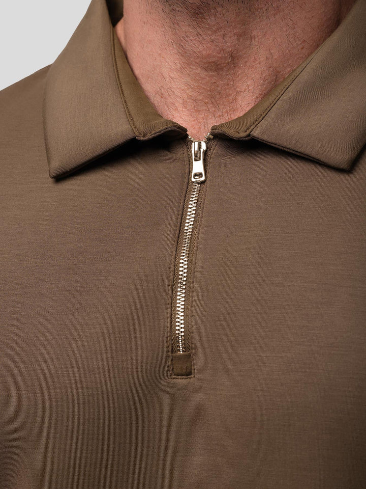 Modal Blend Long Sleeve Half Zip Polo