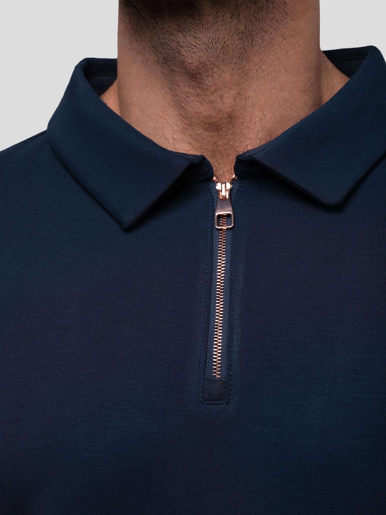 Modal Blend Long Sleeve Half Zip Polo