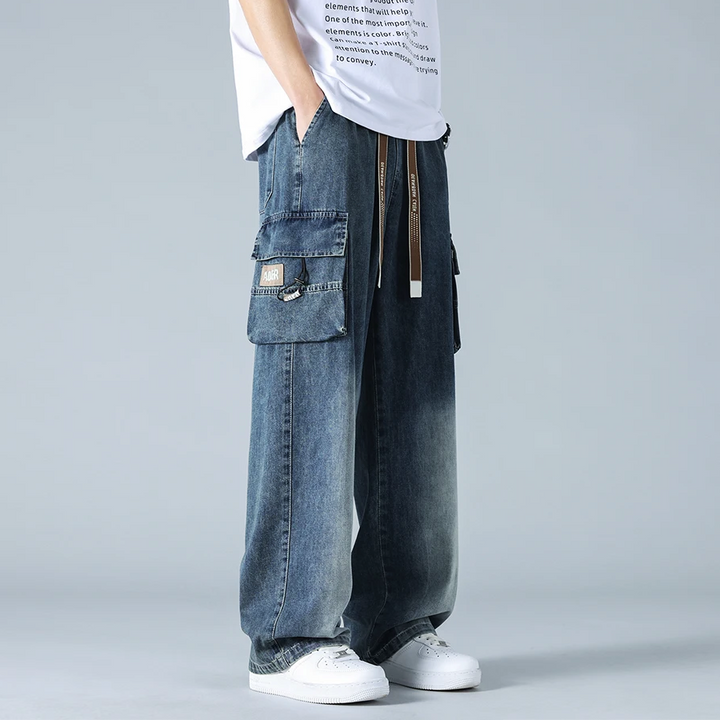 Ader Wide-Leg Denim Cargo Pants