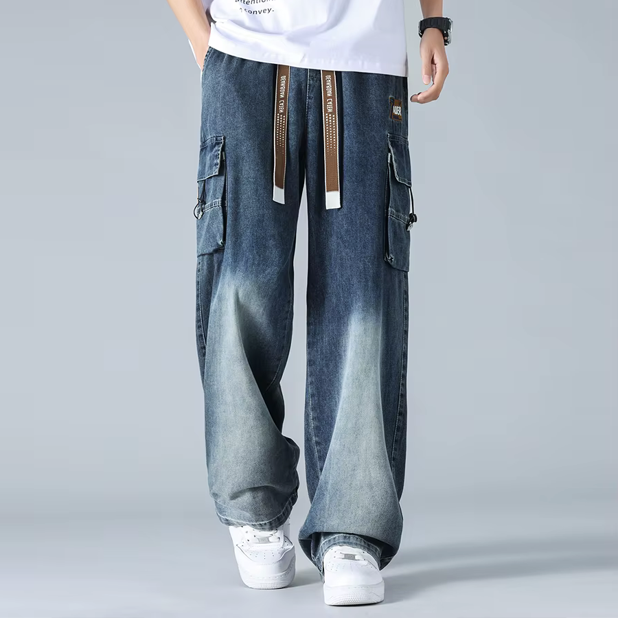 Ader Wide-Leg Denim Cargo Pants