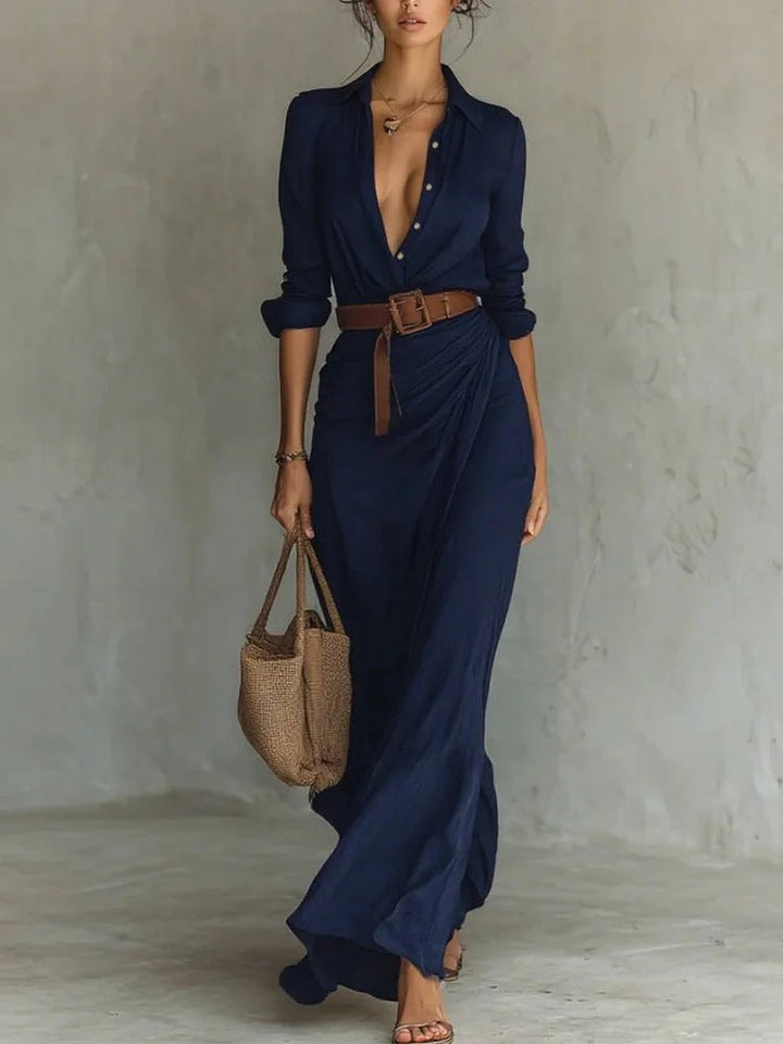 My Aura | Lapel-Wrap Maxi Dress