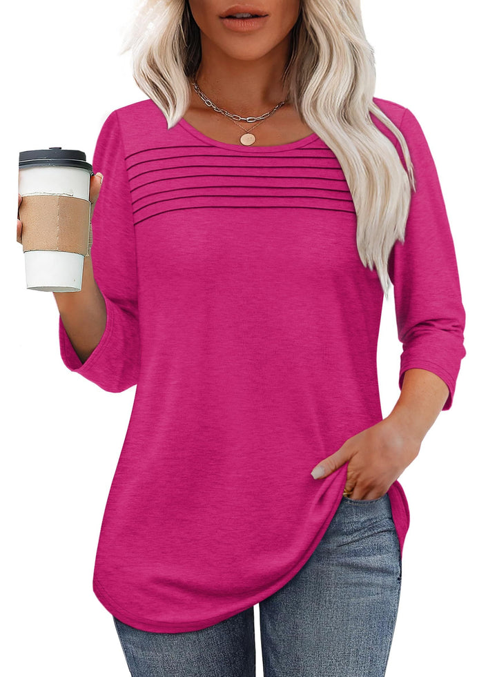 Pleated 3/4 Sleeve Top