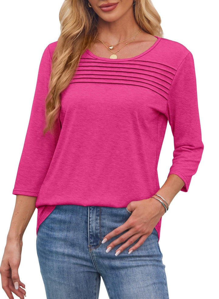 Pleated 3/4 Sleeve Top