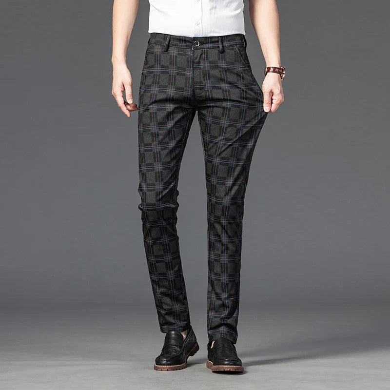 Plaid Stretch Dress Pants