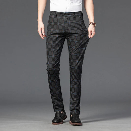 Plaid Stretch Dress Pants