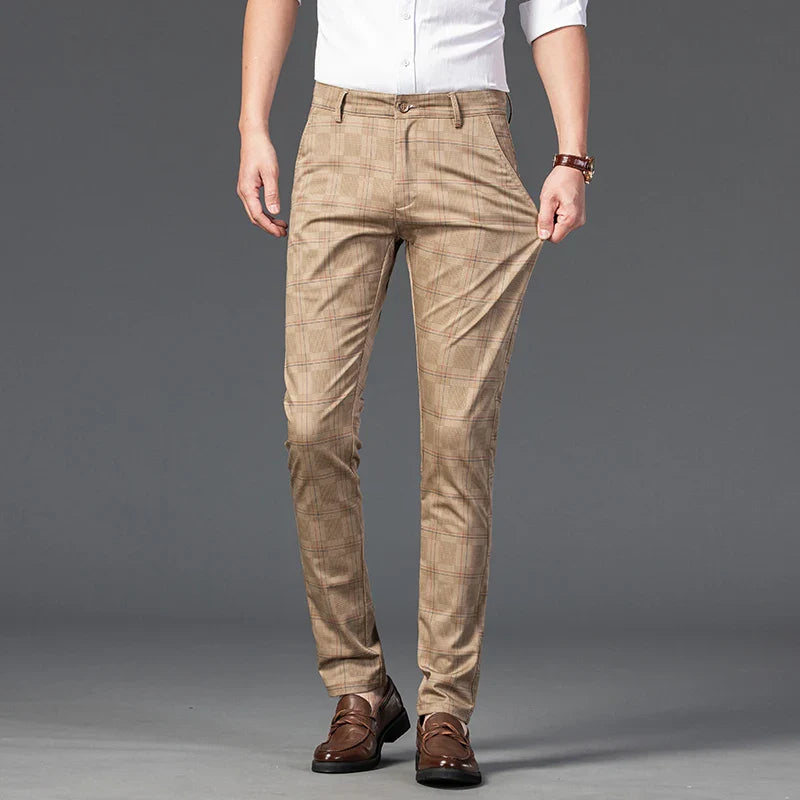 Plaid Stretch Dress Pants