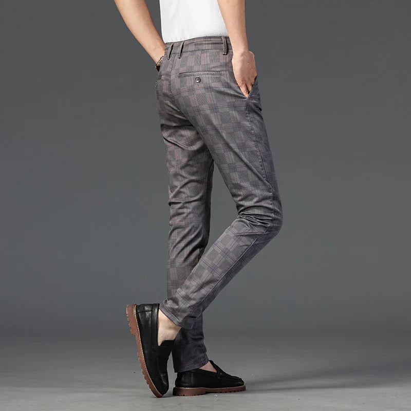 Plaid Stretch Dress Pants