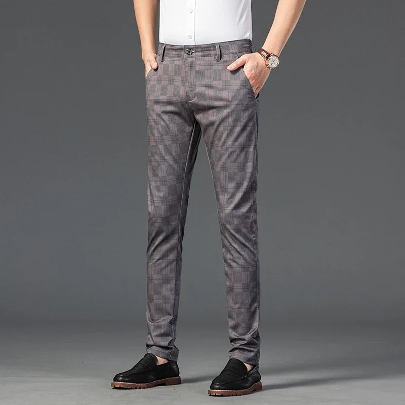 Plaid Stretch Dress Pants