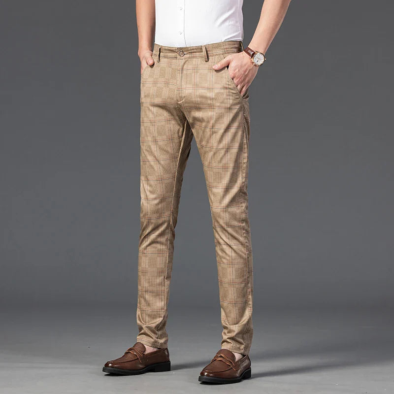 Plaid Stretch Dress Pants