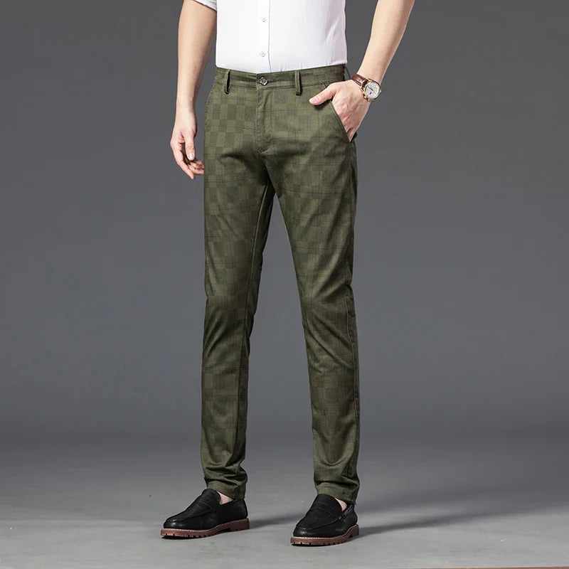 Plaid Stretch Dress Pants