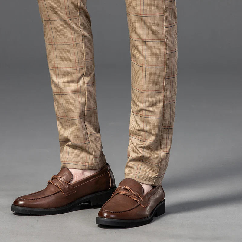 Plaid Stretch Dress Pants