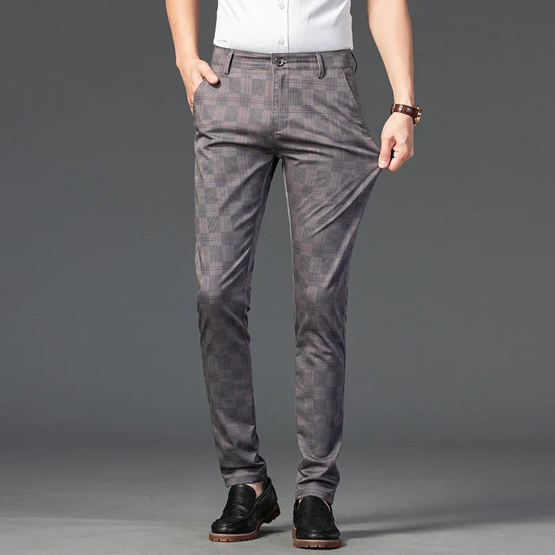 Plaid Stretch Dress Pants