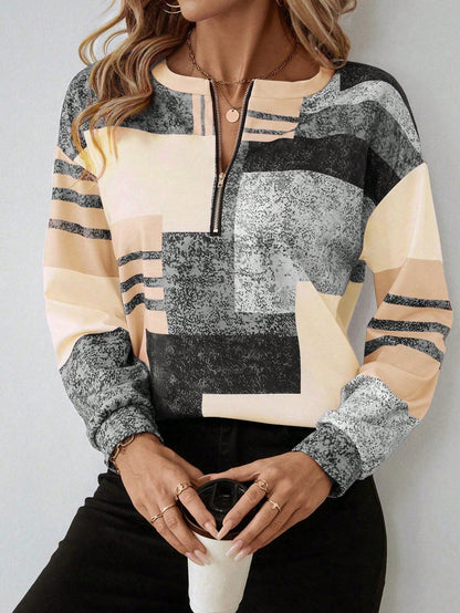 Geometric Zip Top