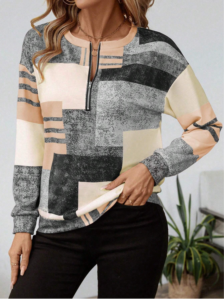 Geometric Zip Top