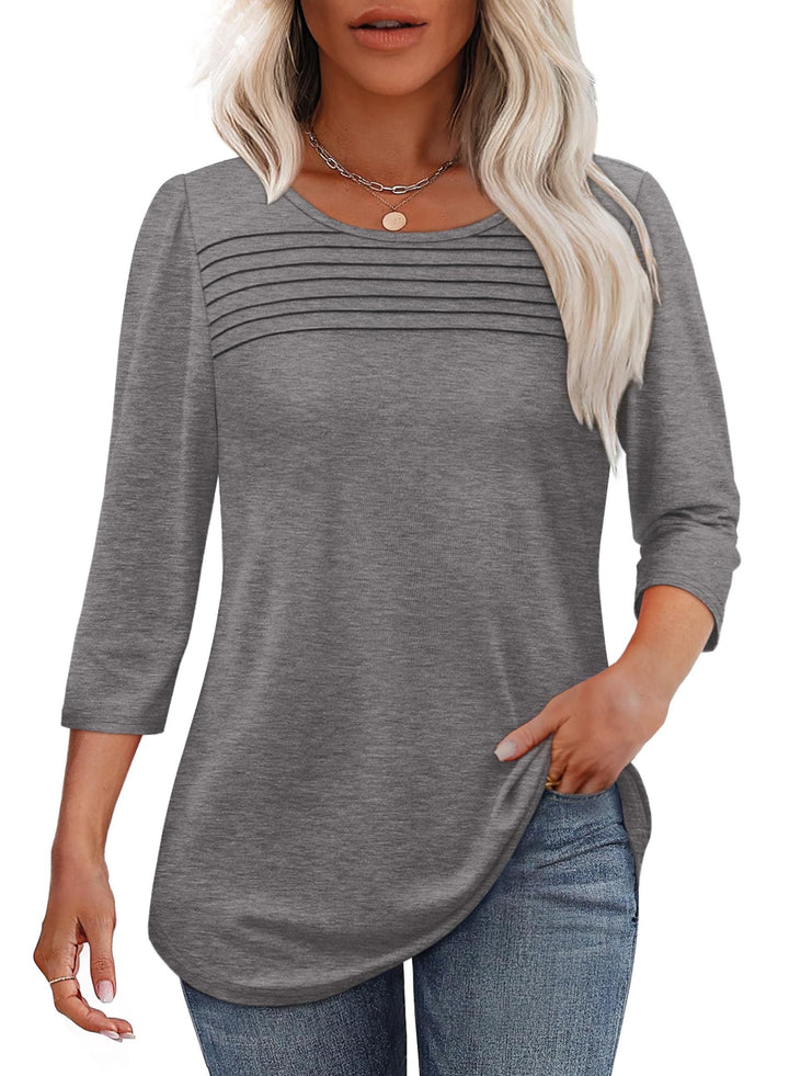 Pleated 3/4 Sleeve Top