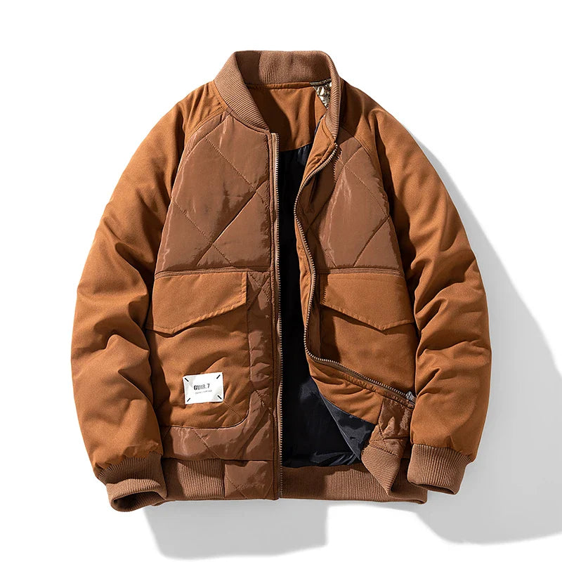 Regular Fit Quilted Puffer Bomber Jacket